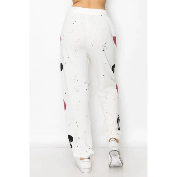 NWT T-Party Hand Painted Poker Jogger Pants - White M - Picture 6 of 15